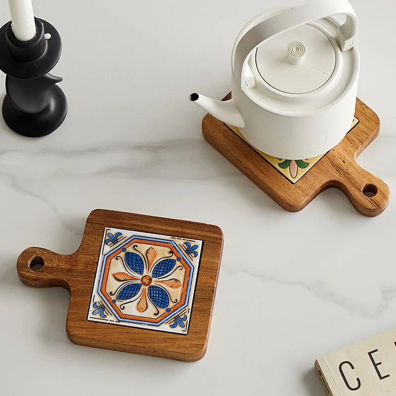 New Home Wood Tiles Pot Mat Anti-Scalding Plate Mat Drink Coasters Wooden Placemats for Hot Tea Pots Non-slip Cup Mat ShopOnlyDeal
