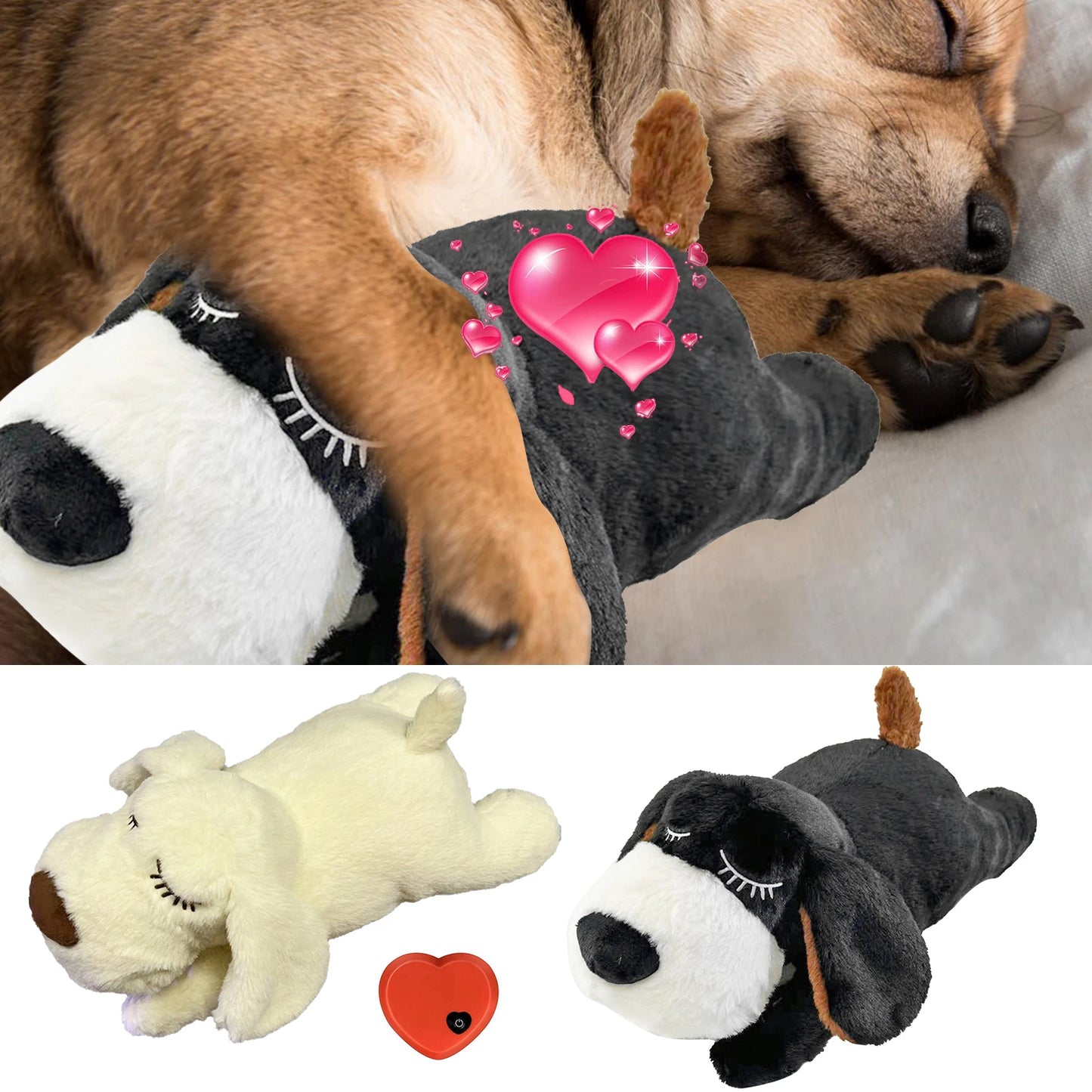 Heartbeat Comfort Plush Dog Toy | Soft Fabric Loneliness Relief Companion | Suitable for New Pets & Puppies | Two Modes Heartbeat Simulation ShopOnlyDeal