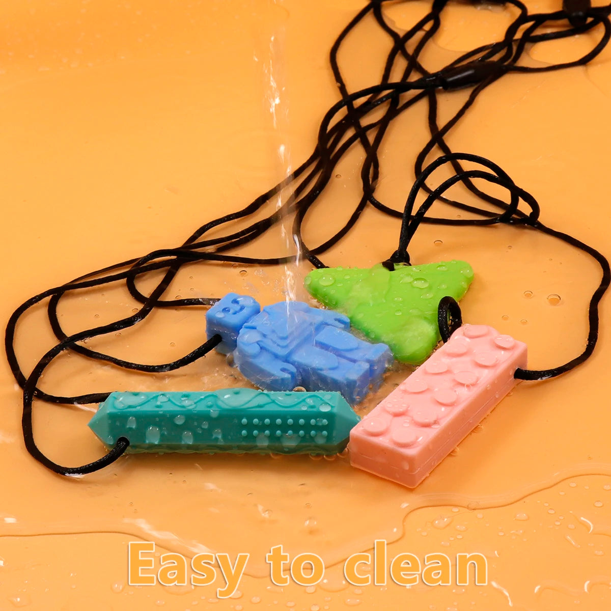 Sensory Chew Necklaces(2 Pack) for Kids with Teething, ADHD, Autism, Biting Needs, Oral Motor Chewy Teether, Silicone chewlery J ShopOnlyDeal