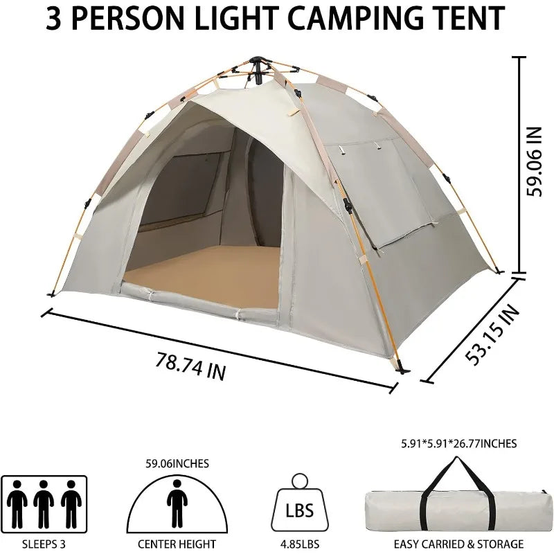 Camping Tent 2-6 Person Pop up Tent 4 Season Waterproof Windproof Instant Camping Tent with Door and Window ShopOnlyDeal