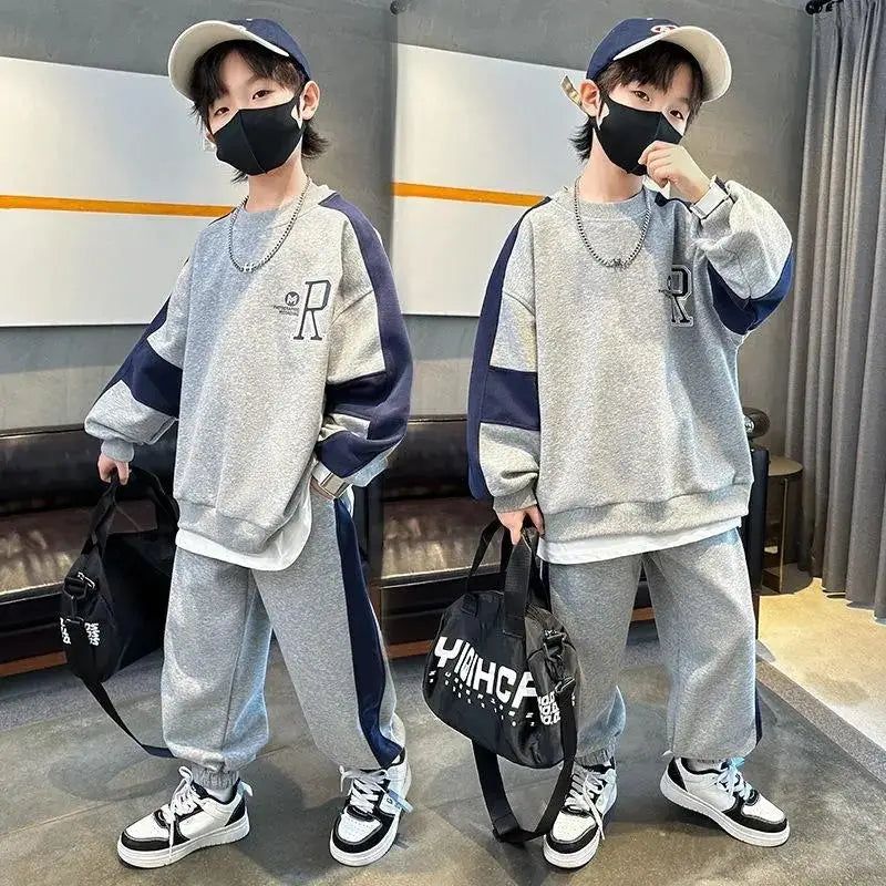 Autumn/Spring Outfit for Boys 5-14 Years | Long Sleeve Letter Hoodies & Sweatpants Set | Trendy Kids Clothing ShopOnlyDeal