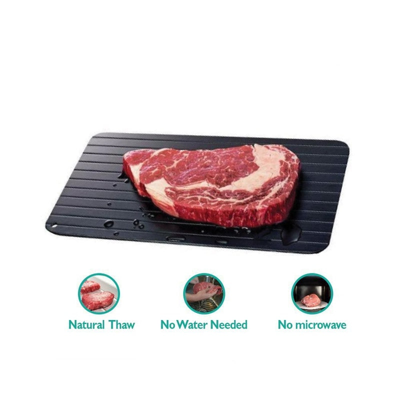 Fast Defrosting Tray Aluminium Alloy Thaw Food Defrosting Tray Frozen Meat Fish Food Tray With Brush Meat Tools KC0044 ShopOnlyDeal