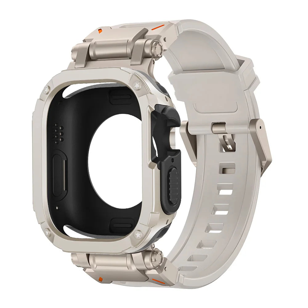 Silicone Strap+Case for Apple Watch Ultra 2 49mm 45mm 44mm Band Stainless Steel Connector PC Bumper Cover Iwatch 9 8 7 6 SE 5 4 ShopOnlyDeal