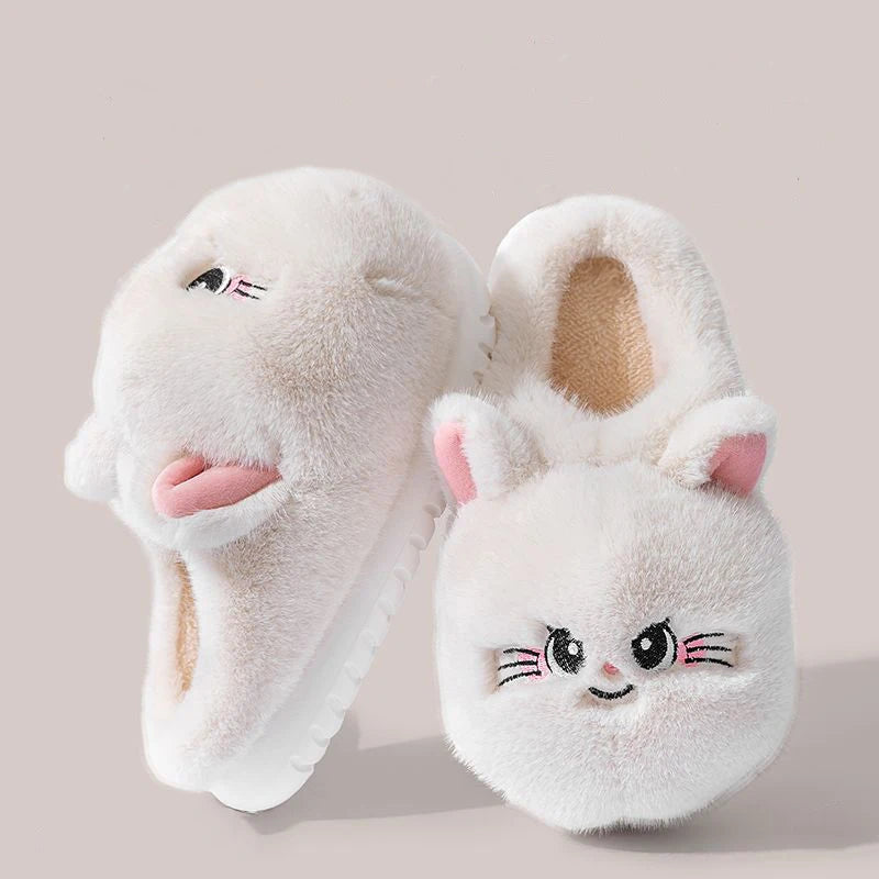 New shaggy slippers that look like your cat women's fluffy outdoor kitty sliper woman fuzzy kitten mules winter warm house shoes ShopOnlyDeal