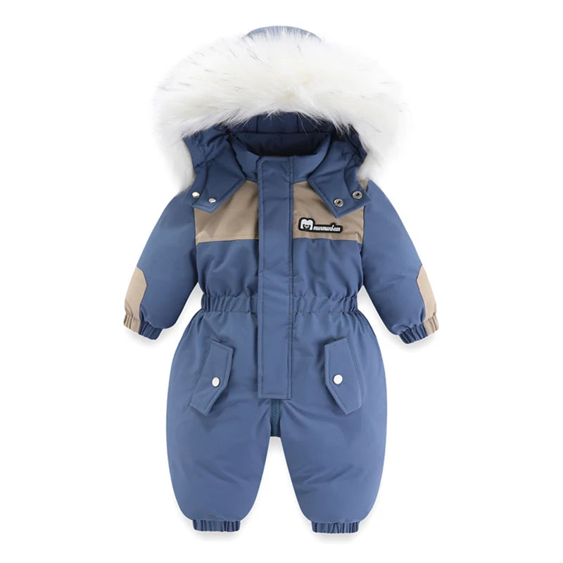 -30 Degree Winter Baby Ski Suit Waterproof Baby Jumpsuit Thicken Boys Overalls Warm Kids Clothes Children Clothing Set 1-5 Yrs ShopOnlyDeal