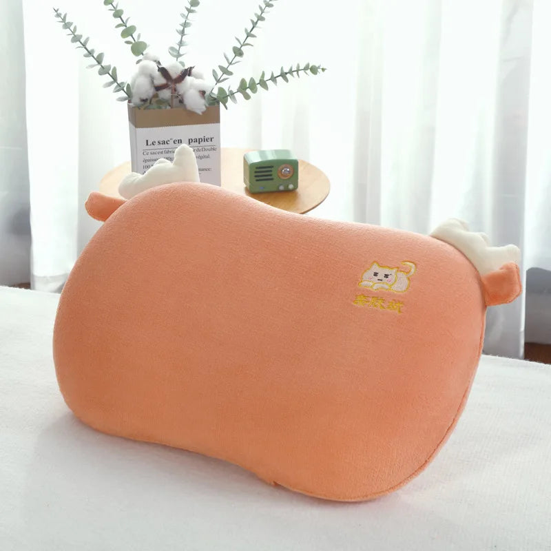 2024 New Cute Spa Sleeping Bouncy Memory Foam Skin-Friendly Velvet Embroidery Flower Cat Belly Pillow Memory Pillow ShopOnlyDeal