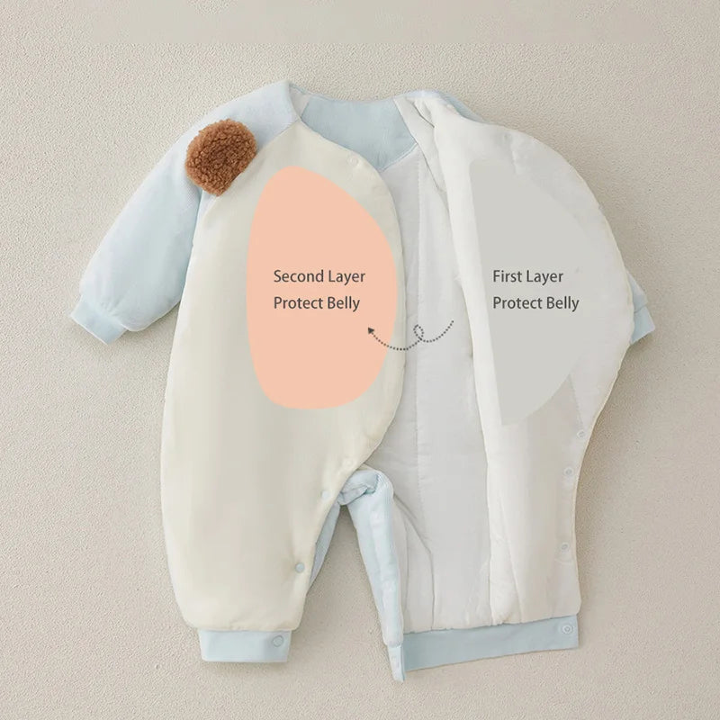 Winter Newborn Romper Cotton Thicken Baby Jumpsuit Girl Boy Cartoon Embroidery Bear Infant One-Pieces Onesie Babies Clothes 0-3M ShopOnlyDeal