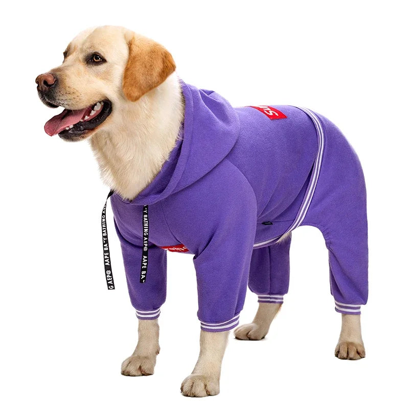 Autumn and winter big dog clothes dog sweater hoodie/full cover one piece/suitable for medium and large dog coat ShopOnlyDeal