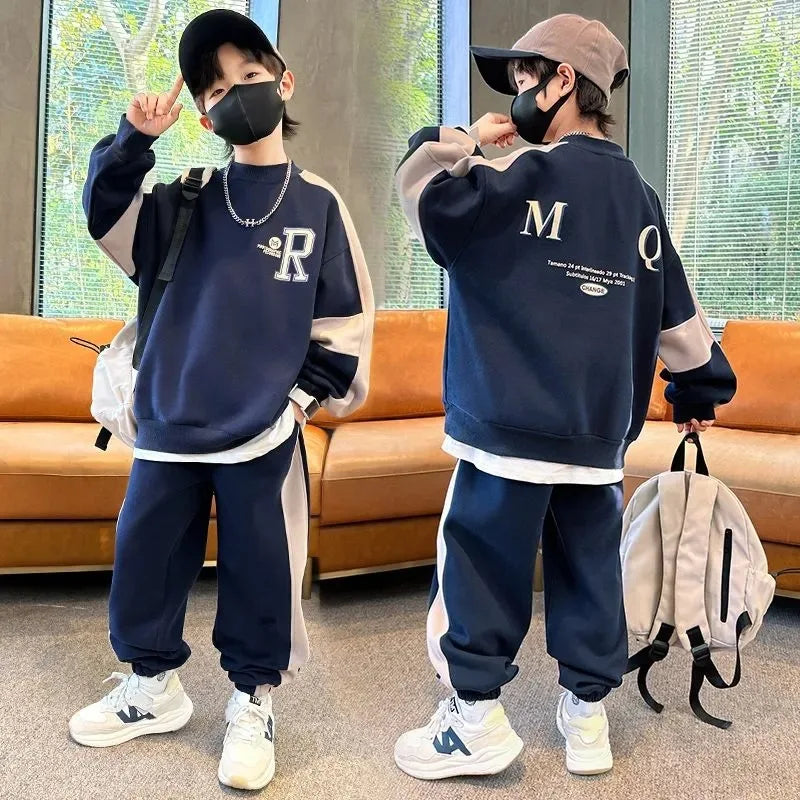 Autumn/Spring Outfit for Boys 5-14 Years | Long Sleeve Letter Hoodies & Sweatpants Set | Trendy Kids Clothing ShopOnlyDeal