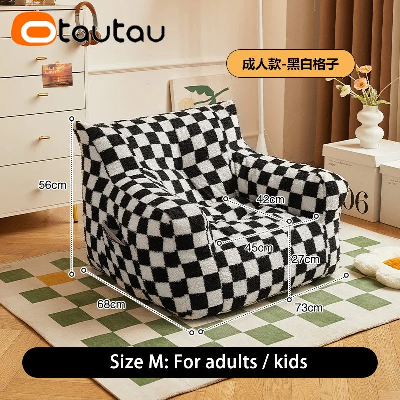 Size M Adults Children Bean Bag Sofa Cover Without Filler Floor Armchair Lazy Couch Soft Faux Cashmere Washable SF170 ShopOnlyDeal