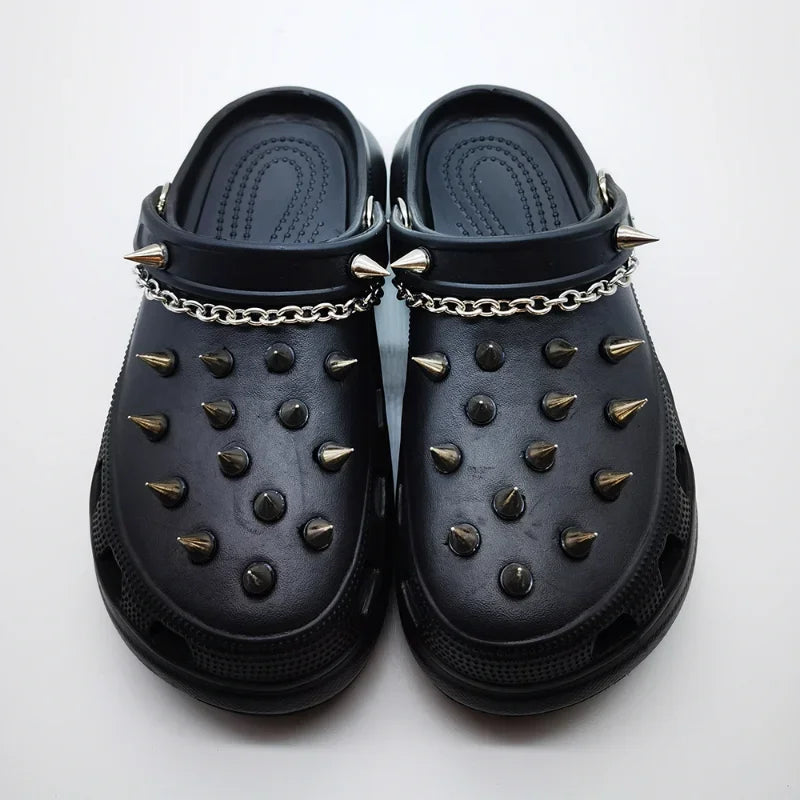 Punk Metal Rivet Clogs Charms | Designer Punk Hip Hop Chain Shoe Charms for Sandals | Fashion Quality Shoe Accessories for Clogs Vintage ShopOnlyDeal