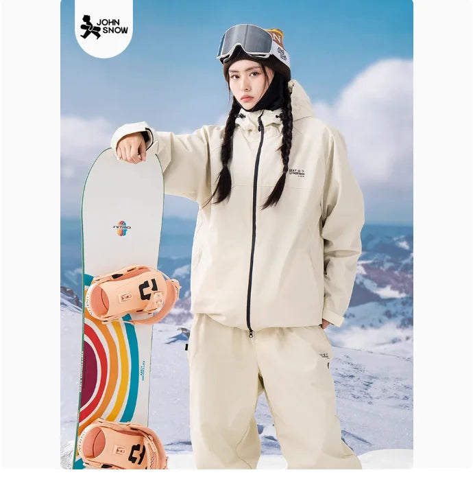 John snow 2024 New Male female couple Single and double board Ski suit set Loose type waterproof keep warm Ski pants ski jackets ShopOnlyDeal