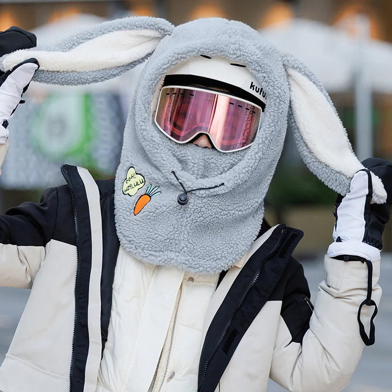 Animal Ear Ski Helmet Cover | Bear Cat Ear Skiing Warmer | Soft Fleece Winter Warm Skiing Head Warmer | Ski Accessories ShopOnlyDeal