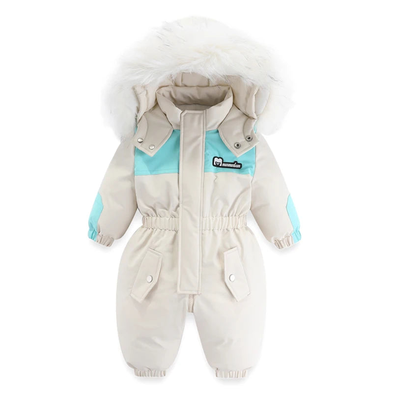 -30 Degree Winter Baby Ski Suit Waterproof Baby Jumpsuit Thicken Boys Overalls Warm Kids Clothes Children Clothing Set 1-5 Yrs ShopOnlyDeal