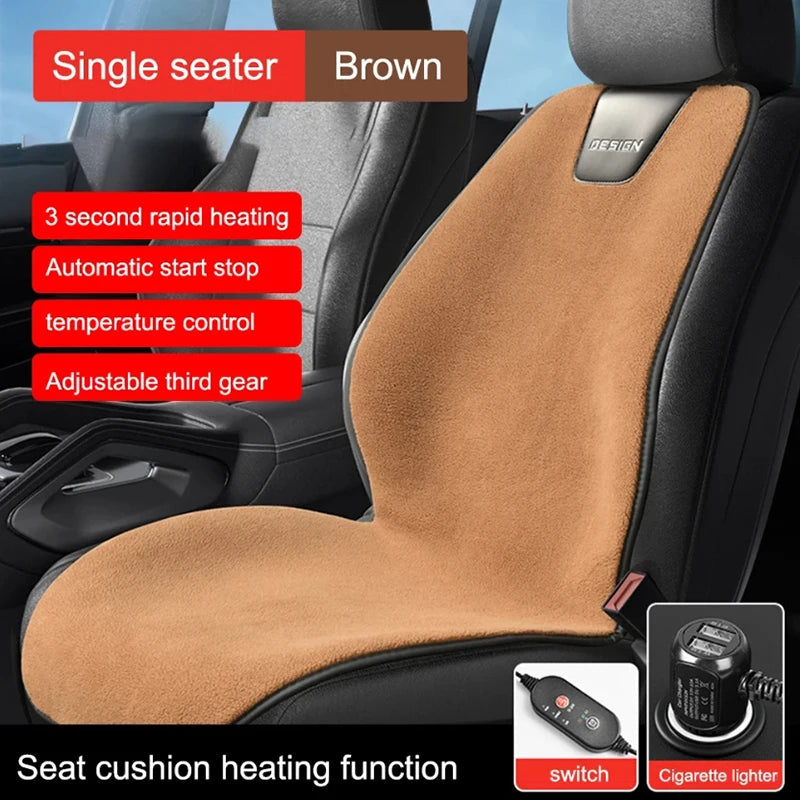 12V Universal Heated Car Seat Cushion Car Seat Heater 3 Gear Adjustable Winter Warmer Seat Heating Pads Car Interior Accessories ShopOnlyDeal