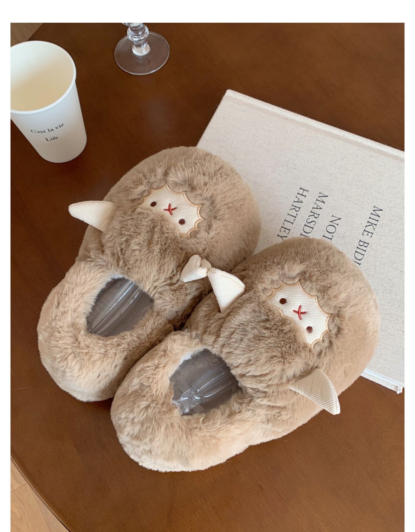 Shevalues Cute Lamb Cotton Slippers Women Fashion Indoor Furry Plush Slippers Female Winter Bedroom Warm Fluffy Cozy Home Shoes ShopOnlyDeal