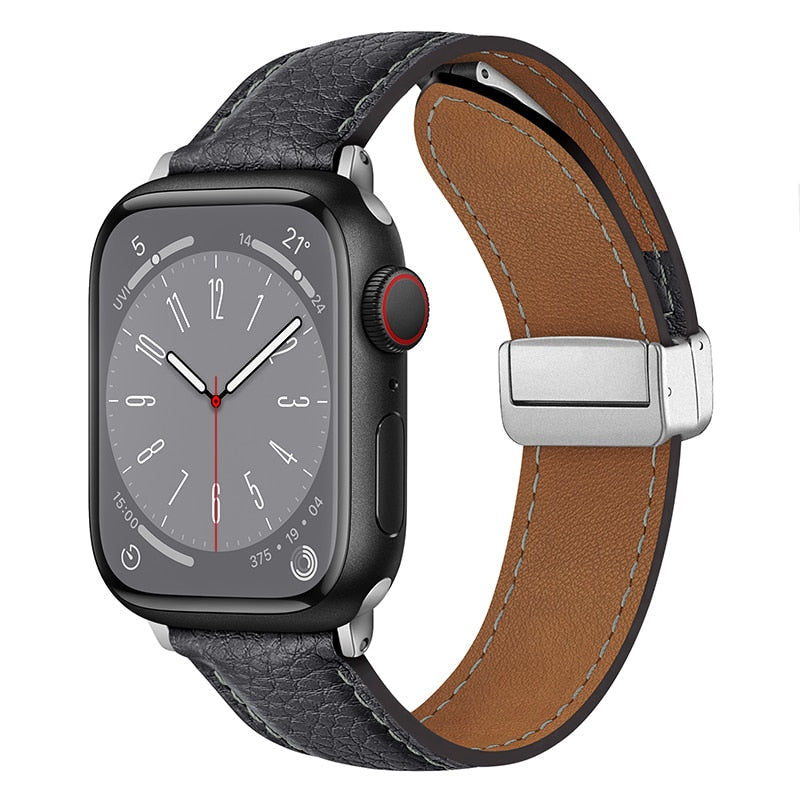 Leather Magnetic Buckle Strap for Apple Watch 8 45mm 41mm Ultra 49mm Geniune Leather Band for iWatch Series 7 6 5 38mm 41mm 40mm ShopOnlyDeal