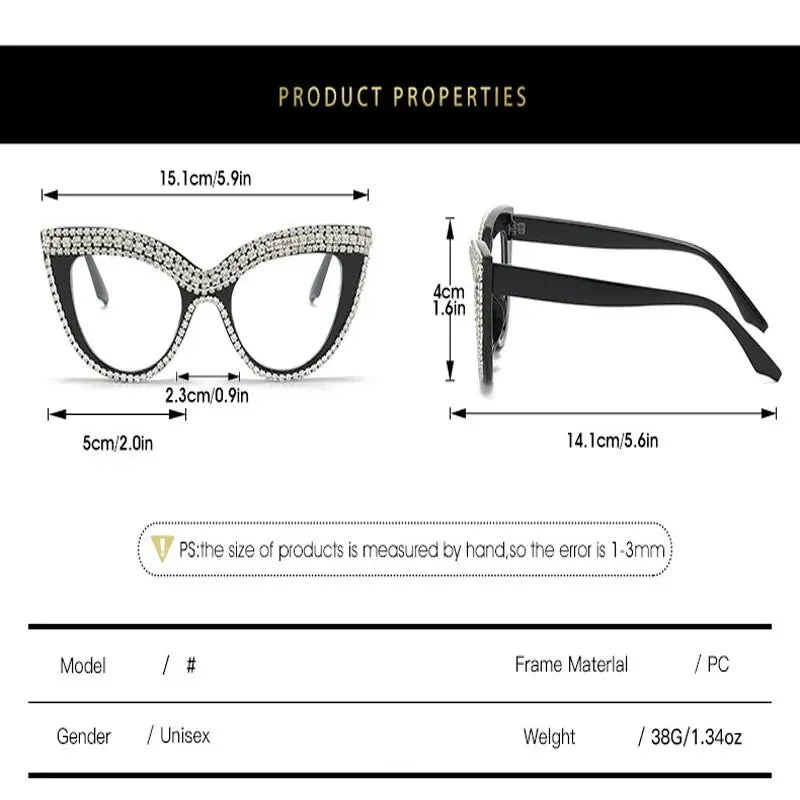 New Fashion Trend Diamond-Encrusted Cat Eye Blue Blocking Glasses | Computer Protection Glasses ShopOnlyDeal