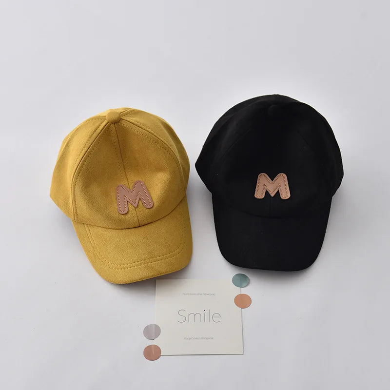 Spring Summer Children Baseball Cap | Suede M Letter Baby Hat | Outdoor Casual Boys & Girls Kids Adjustable Sun Visor Caps ShopOnlyDeal