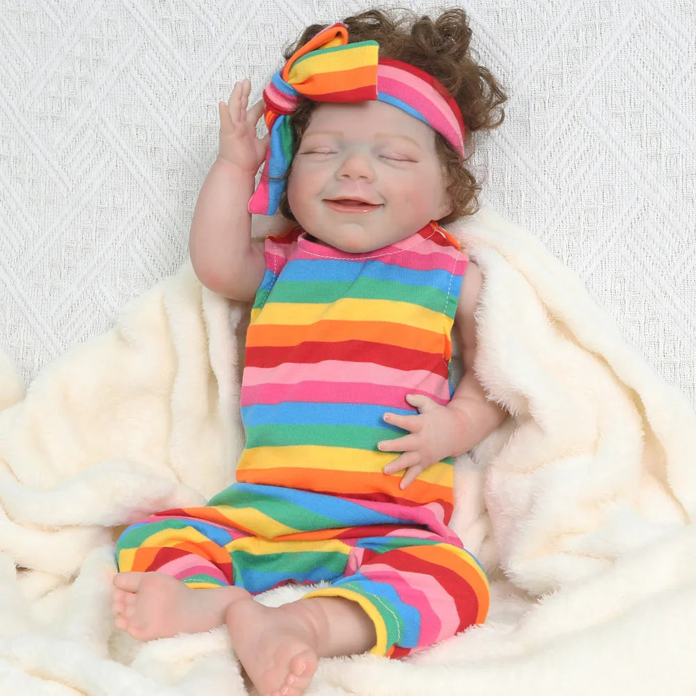 20 Inch Body Life Like Reborn Dolls Sweet Smile Girl Realistic Full Soft Vinyl Body Real Life Cute Curly Hair ShopOnlyDeal