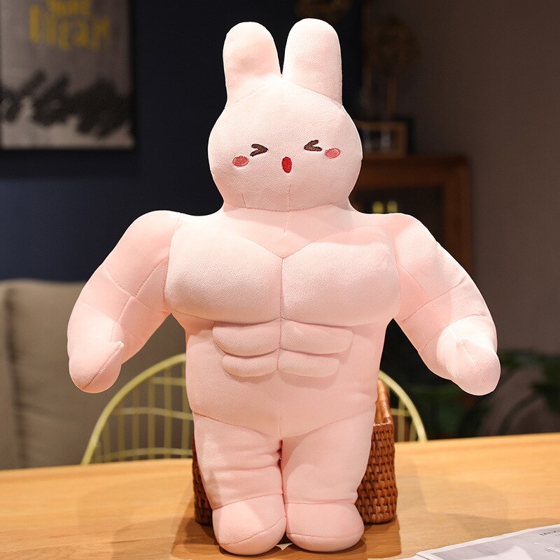 Creative Strong Muscle Rabbit Real Man Plush Toys Humanoid Animal Pillow Stuffed Soft Vent Embrace Toys Cushion for Kids Gift ShopOnlyDeal