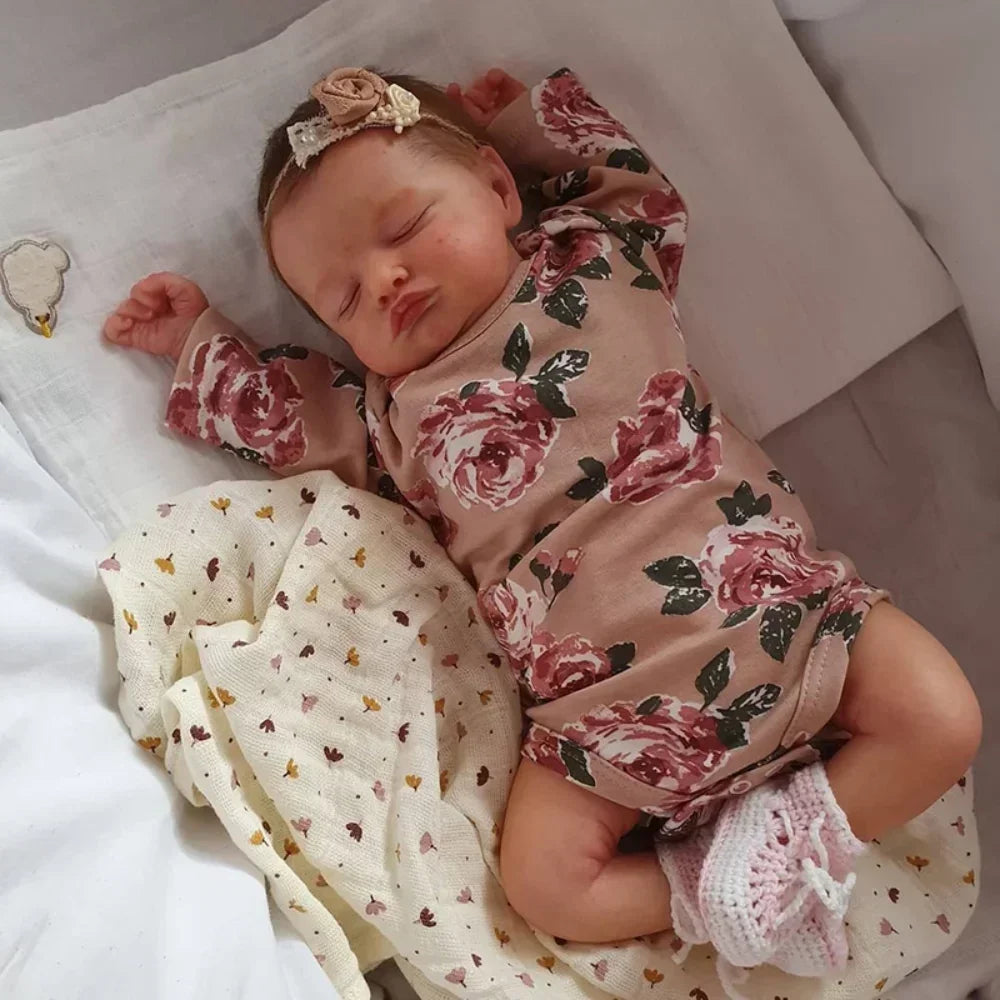 49CM Full Body Vinyl Silicone Reborn Rosalie Newborn Dolls Sleeping Baby Handmade Painted Lifelike 3D Skin with Visible Veins ShopOnlyDeal