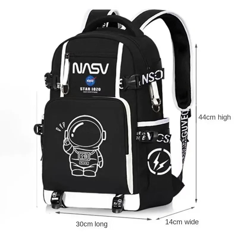 Luminous Fluorescent Backpack Printed Cartoon Spaceman Large Capacity Student Schoolbag Night Luminous Fashion Kids Backpack New ShopOnlyDeal