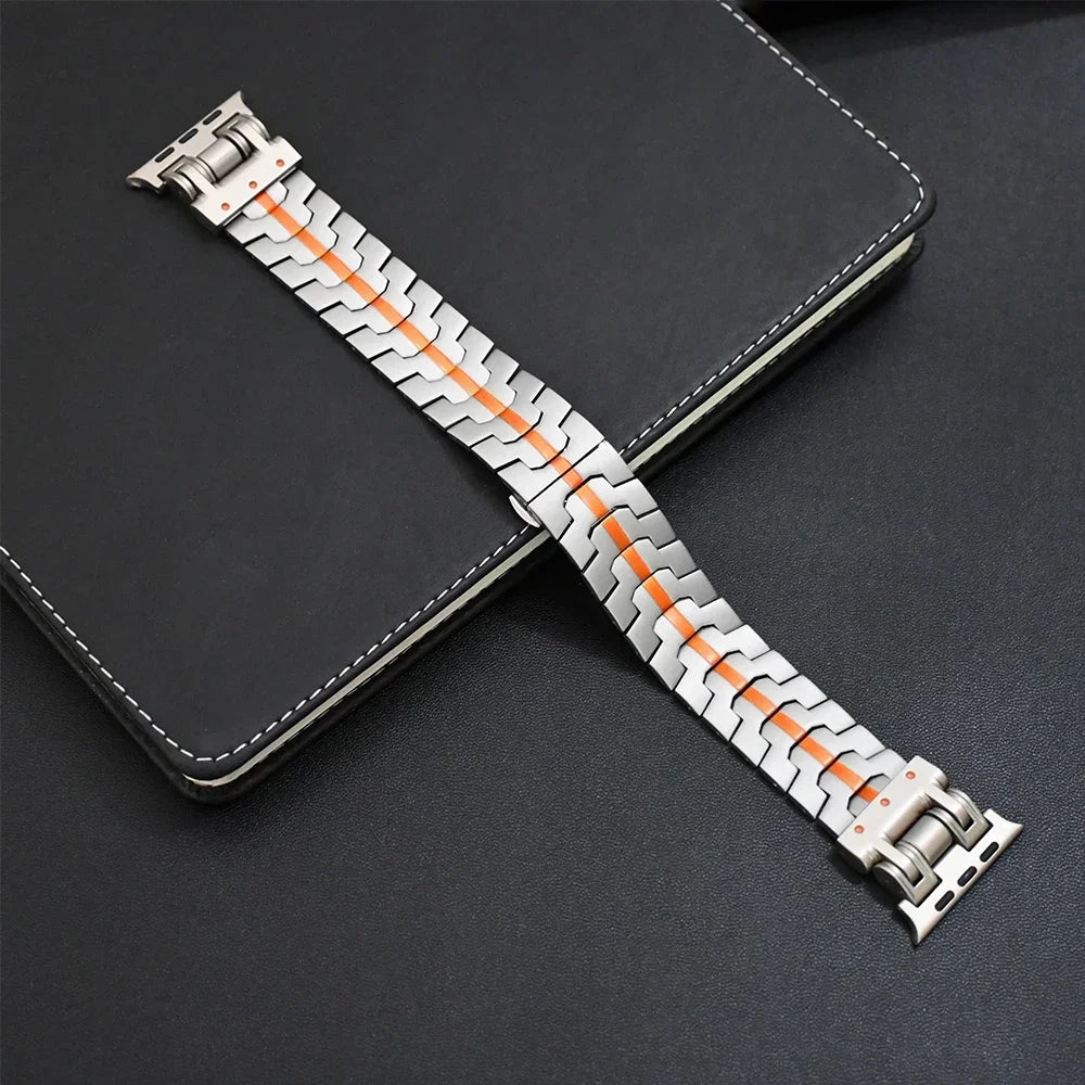 Stainless Steel Band for Apple Watch Ultra 2 49mm Titanium Orange Bracelet 44mm 42mm 45mm Strap for iWatch Series 9 8 7 6 5 4 se ShopOnlyDeal