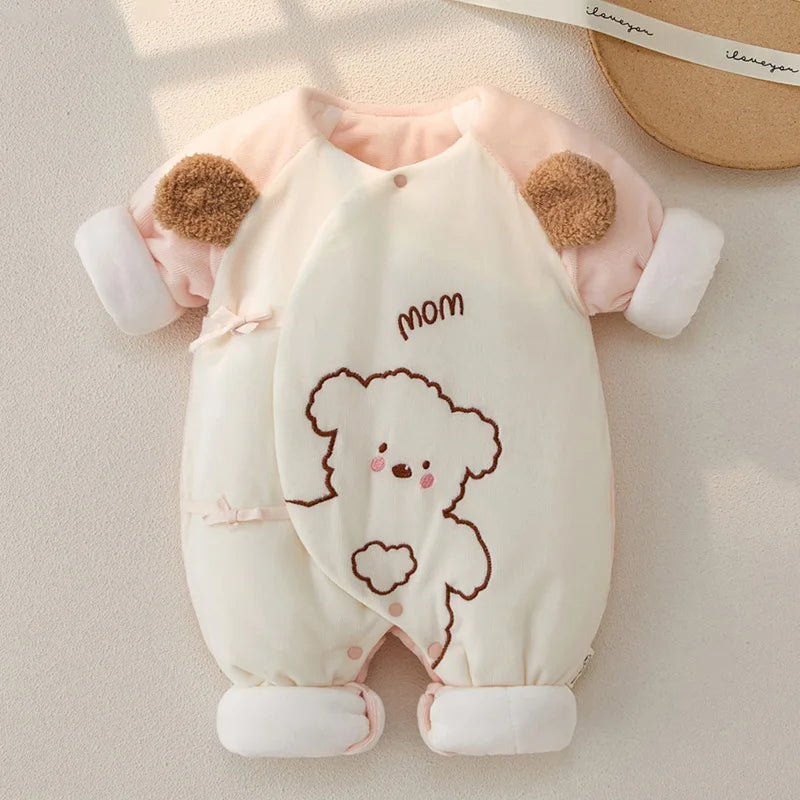 Winter Newborn Romper Cotton Thicken Baby Jumpsuit Girl Boy Cartoon Embroidery Bear Infant One-Pieces Onesie Babies Clothes 0-3M ShopOnlyDeal