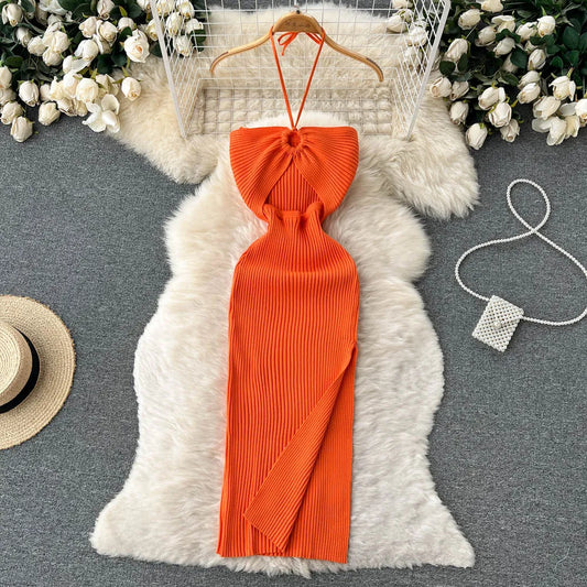 YuooMuoo Chic Fashion Sexy Package Hips Split Knitted Summer Dress Women Slim Elastic Bodycon Party Dress Streetwear Outfits ShopOnlyDeal