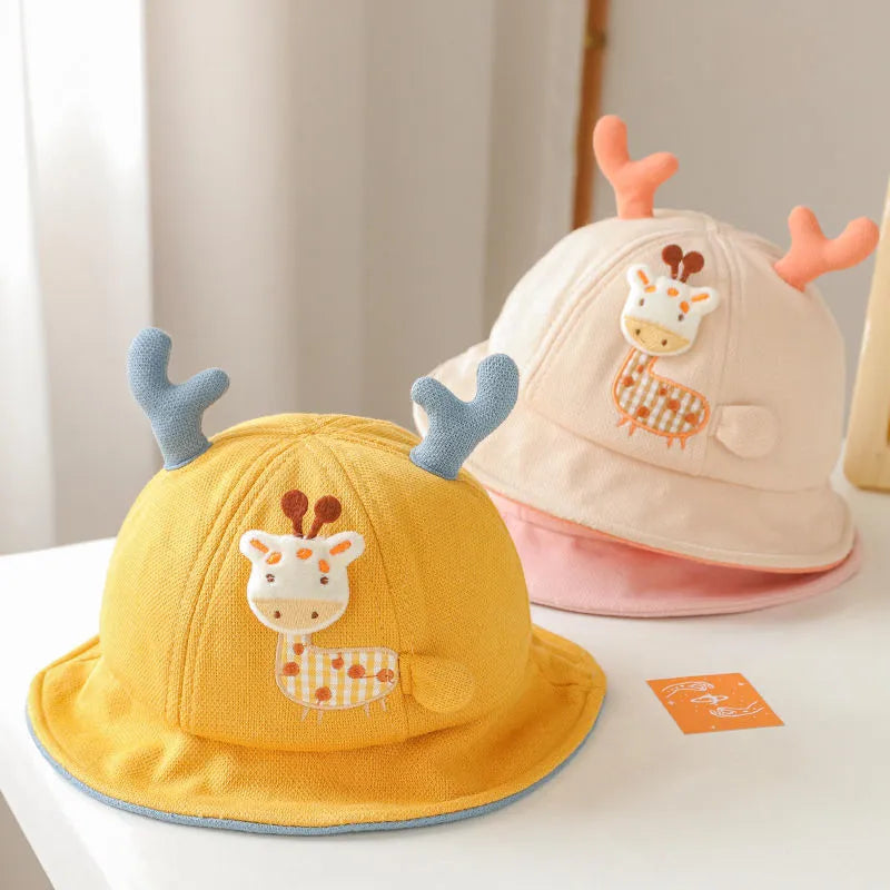 New Baby Bucket Hat With Ears Cute Cartoon Animals Baby Boy Girl Sun Cap Infant Toddler Fisherman Hat ShopOnlyDeal