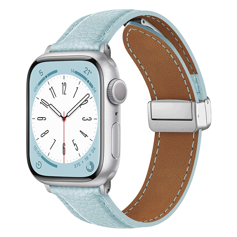 Leather Magnetic Buckle Strap for Apple Watch 8 45mm 41mm Ultra 49mm Geniune Leather Band for iWatch Series 7 6 5 38mm 41mm 40mm ShopOnlyDeal