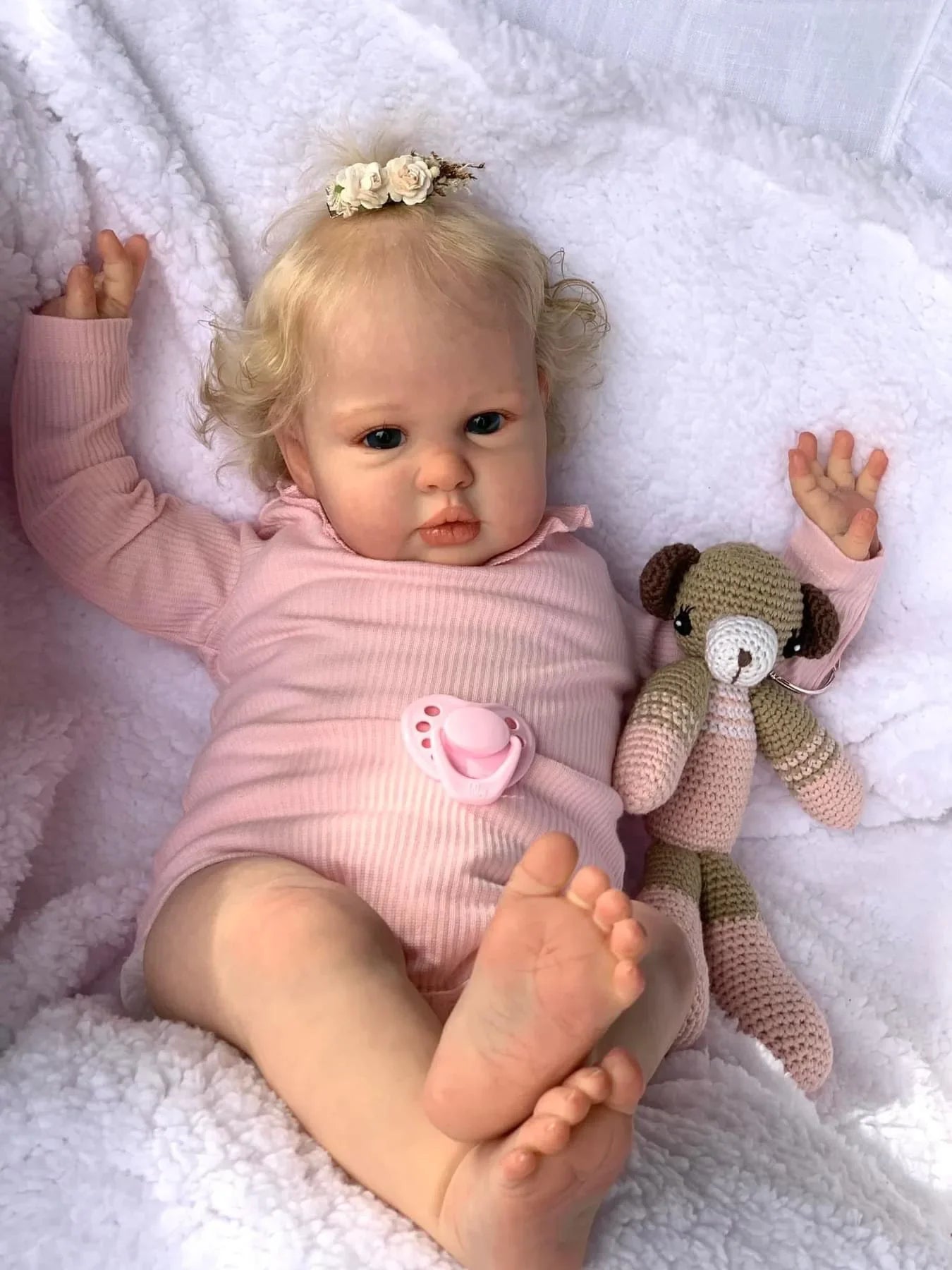 NPK 24Inch  Reborn ellie Baby Doll  Toddler Newborn Doll Princess Girl Lifelike Soft Touch 3D Skin Art Doll with Hand Root Hair ShopOnlyDeal