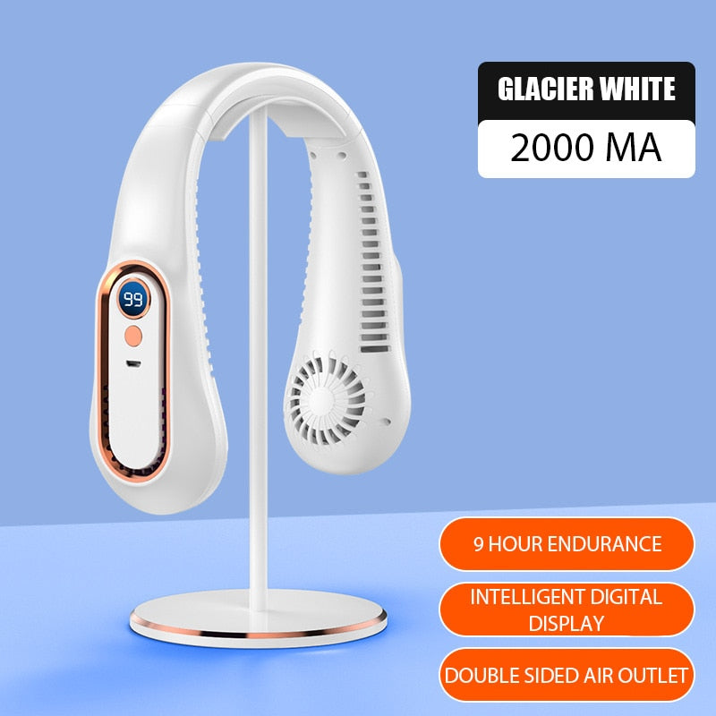 Hanging Neck Fan Digital Display Power ventilador Bladeless Neckband Fan Portable Mini Air Cooler USB Rechargeable Electric Fans ShopOnlyDeal