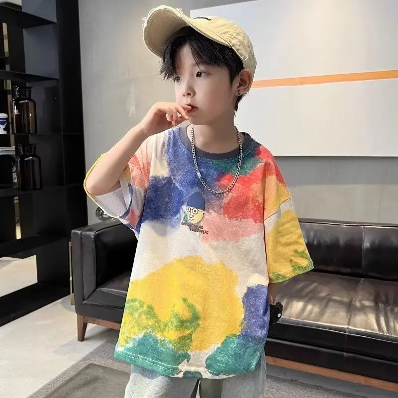 Boys T-Shirt  2024 | High-Quality Cartoon Graffiti Printed Tees | Trendy Summer Short Sleeve Children Tops ShopOnlyDeal