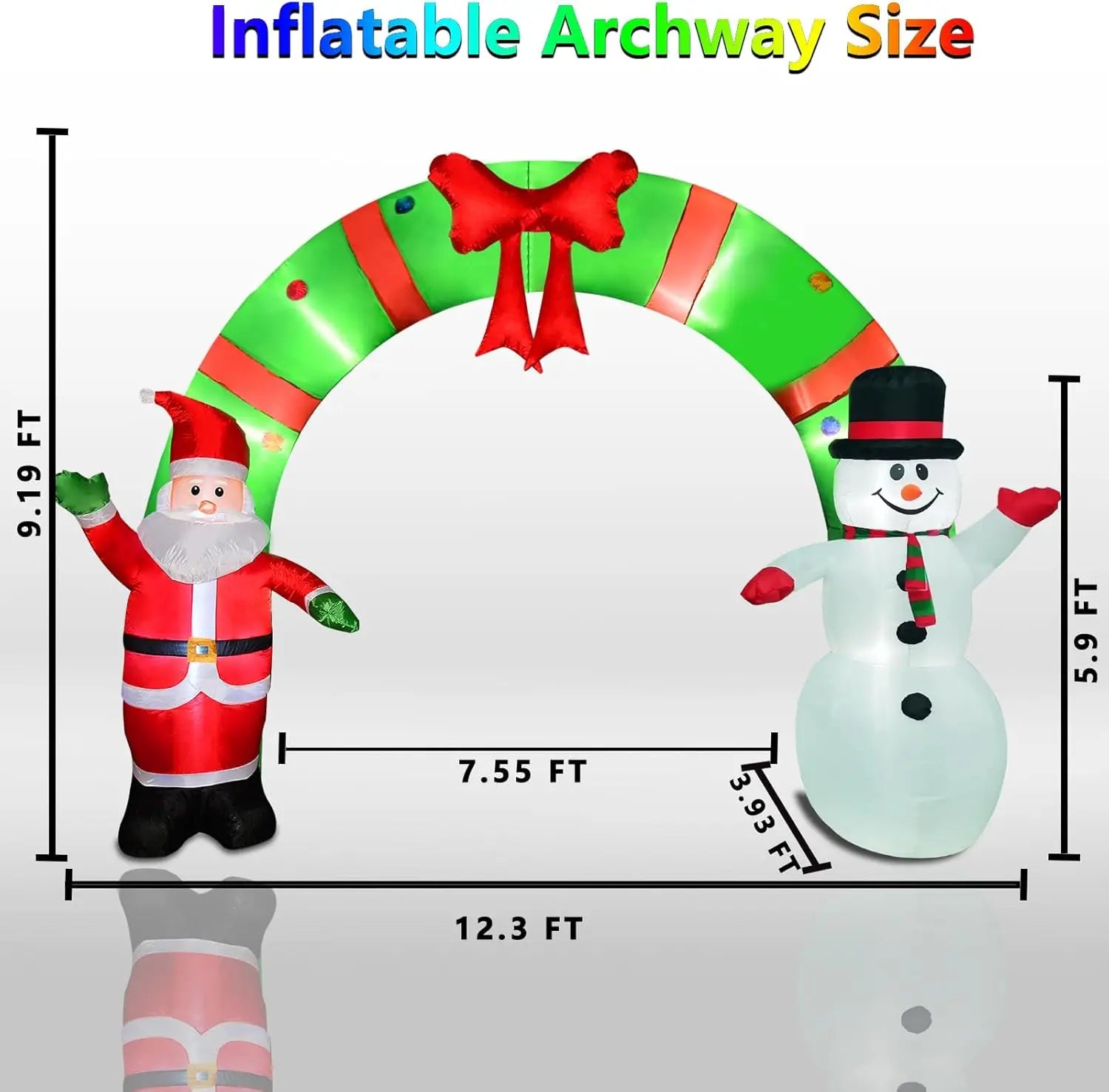 12 Ft Lighted Christmas Inflatable Archway, Inflatable Santa Claus and Snowman Arch Indoor and Outdoor Holiday Decorations, ShopOnlyDeal