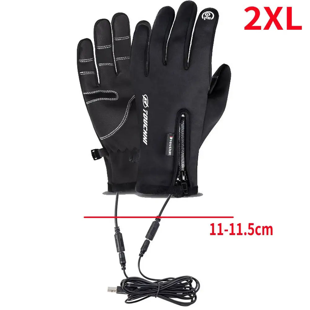 USB Winter Electric Warming Gloves Waterproof Leather Heating Gloves Soft Winter Outdoor Warm Gloves for Fishing Riding Cycling ShopOnlyDeal