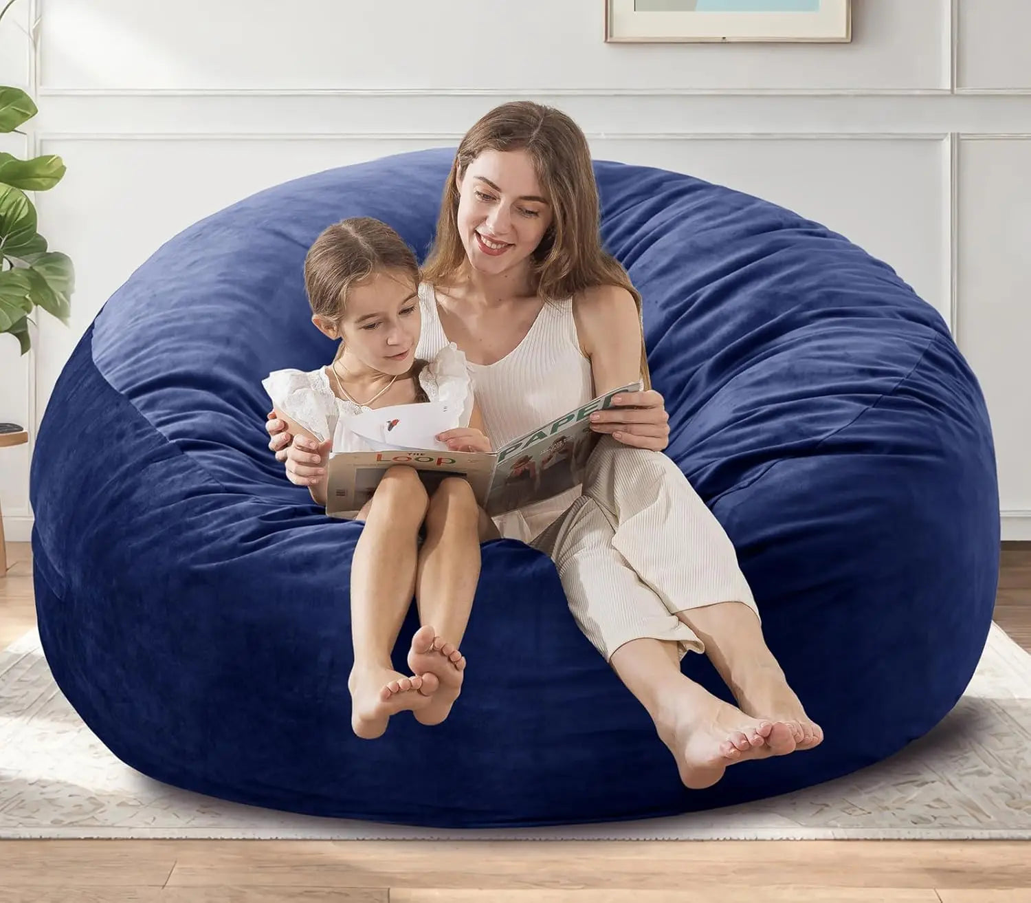 [Outer Cover] Large Bean Bag Chair, 4 ft Bean Bag Chairs for Adults/Kids with Filling,Soft Memory Foam Bean Bag with F ShopOnlyDeal