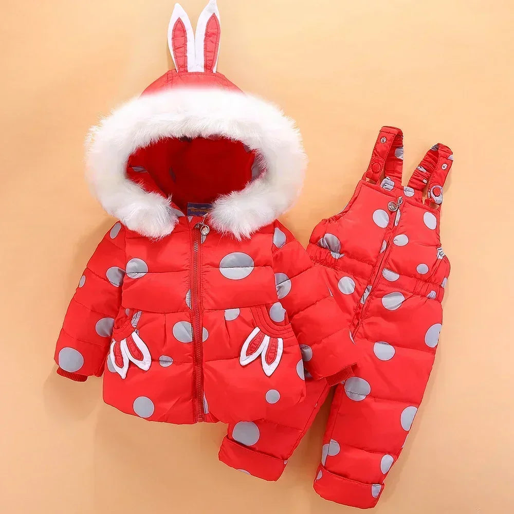 Winter Children`s Clothing Set 2Pcs Girl Down Jacket 2023 New Baby Snowsuit Clothes Overalls for kids Toddler Jumpsuit Coat 1-4Y ShopOnlyDeal