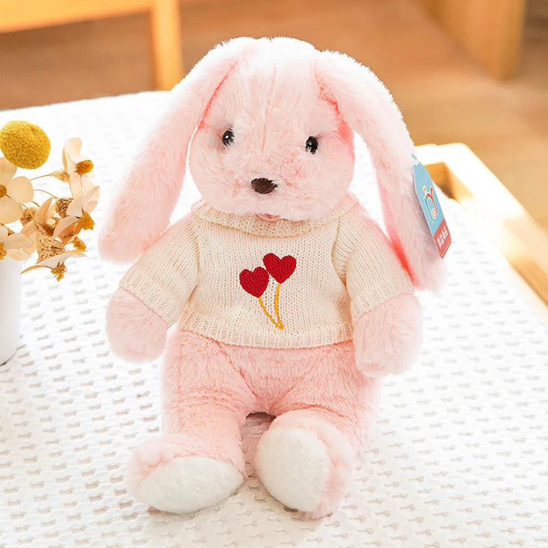 Cute Big Ear Bunny Plush Doll | Cartoon Stuffed Animals Rabbit with Sweater | Soft Baby Accompany Sleeping Pillow | Girl Birthday Gift ShopOnlyDeal