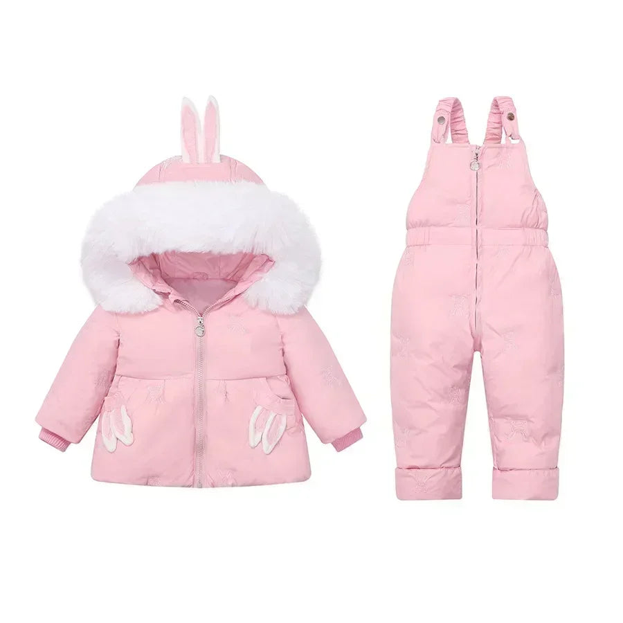 Winter Children`s Clothing Set 2Pcs Girl Down Jacket 2023 New Baby Snowsuit Clothes Overalls for kids Toddler Jumpsuit Coat 1-4Y ShopOnlyDeal