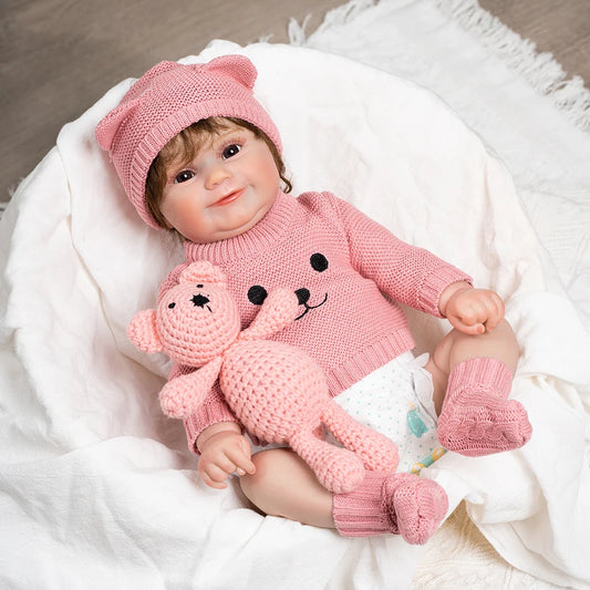 45CM Full Vinyl Body Girl Waterproof Reborn Doll Maddie Hand-Detailed Painted with Visible Veins Lifelike 3D Skin Tone Toy Gift ShopOnlyDeal