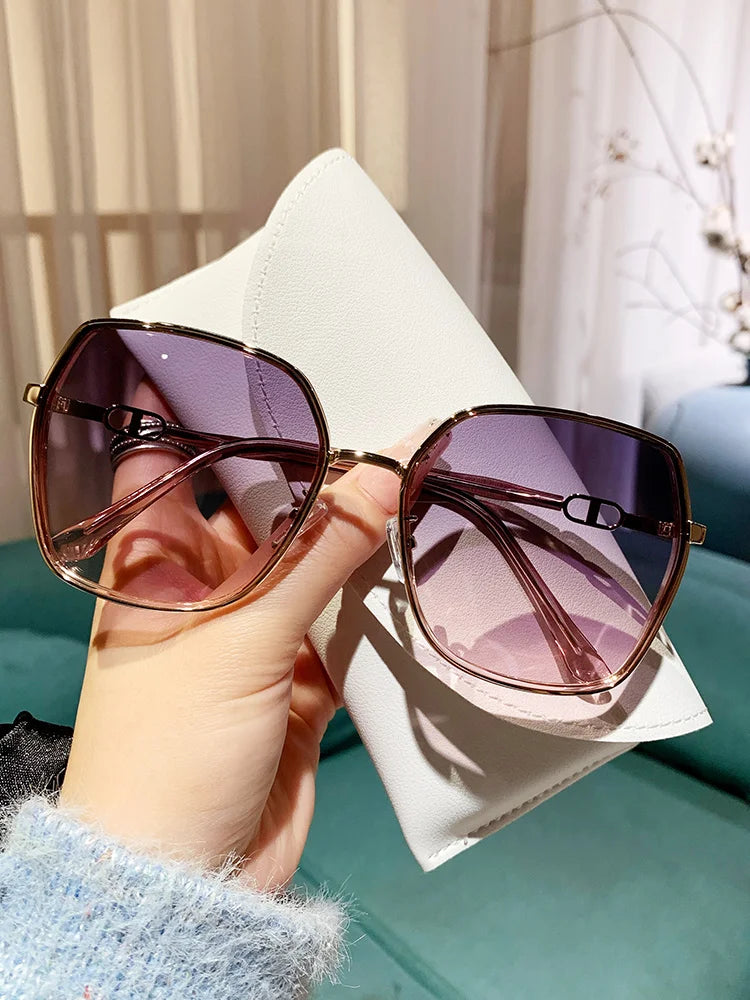 New Fashion Polarized Sunglasses Women UV400 Gradient Lens Sun Glasses Oversized Retro Square Luxury Brand Oculus ShopOnlyDeal