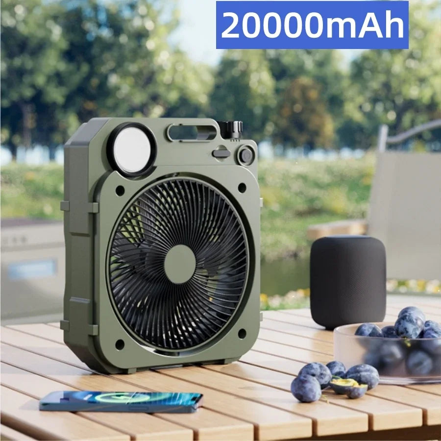 20000mAh Camping Fan Rechargeable Desktop Portable Circulator Outdoor Wireless Ceiling Electric Fan with Power Bank LED Lighting ShopOnlyDeal