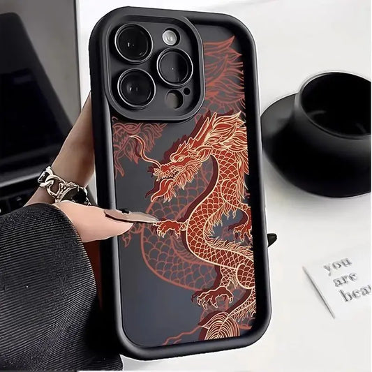 Luxury Fashion East Dragon Soft Phone Case For iPhone 11 12 13 14 15 Pro Max XR XS X 7 8 Plus SE 2024 Silicone INS Covers ShopOnlyDeal