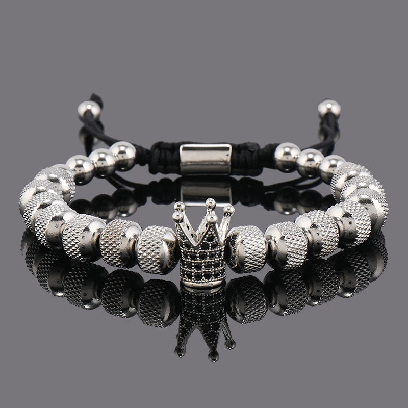 Luxury Crown Charms Stainless Steel Beads Man Bracelet Women Hand Jewelry Father's, Valentine's Day Gift ShopOnlyDeal