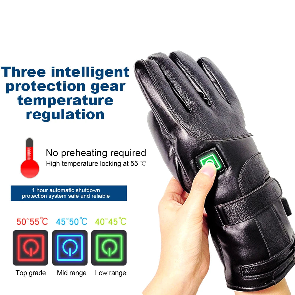 Motorcycle Heated Gloves 3 Temperature Levels Heating Gloves Waterproof Rechargeable Electric Heated Gloves for Outdoor Cycling ShopOnlyDeal