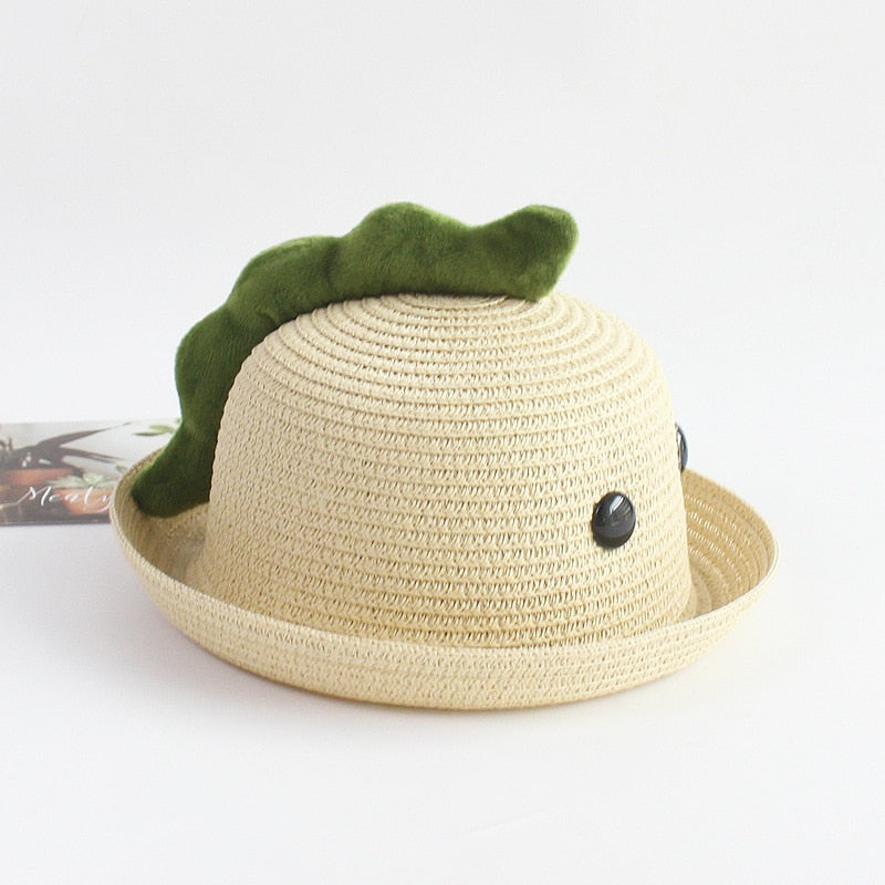 Cartoon Dinosaur Children Bucket Dino Hat Breathable Straw Hat For Infant Adjustable Summer Panama Baby Caps Beach Cap For Newborn Gift ShopOnlyDeal