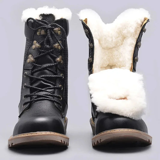 Natural Wool Winter Boots Genuine Natural Cow leather Warmest Men Winter Boots 2024 ShopOnlyDeal