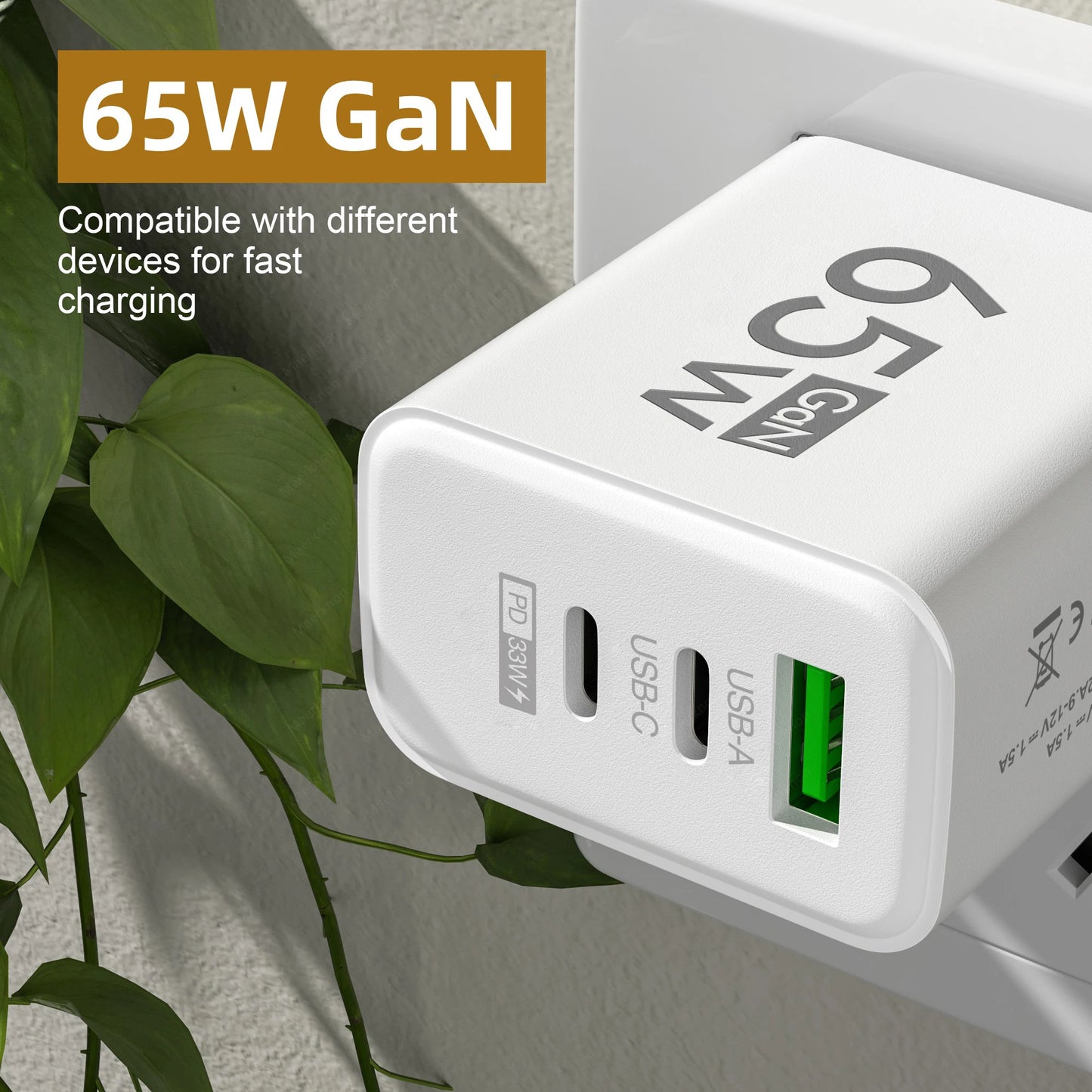 PD 65W GaN USB Charger Quick Charge 3.0 EU/US Plug Wall Charger For iPhone 15 Xiaomi Samsung Type C Fast Charging Phone Adapter ShopOnlyDeal